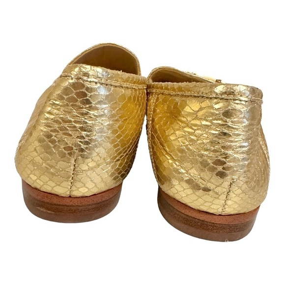 Sam Edelman Loraine Gold Boa Metallic Stack Heel Loafers NWOB - Picture 5 of 7